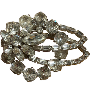 💎Signed Sherman Clear Rhinestone Brooch – Vintage Canadian Designer Jewelry